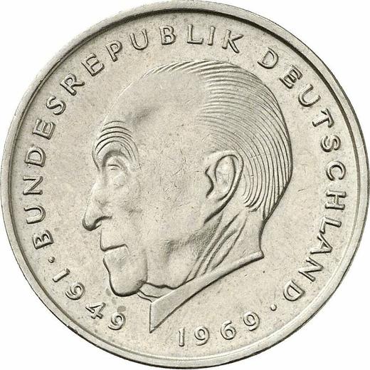 Аверс монеты - 2 марки 1970 года G "Аденауэр" - цена  монеты - Германия, ФРГ
