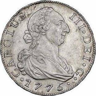 Awers monety - 8 reales 1775 M PJ - cena srebrnej monety - Hiszpania, Karol III