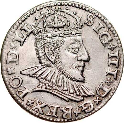 Аверс монеты - Трояк (3 гроша) 1590 года "Рига" - цена серебряной монеты - Польша, Сигизмунд III Ваза