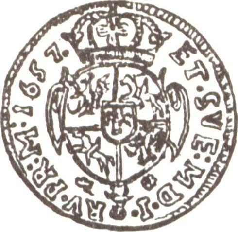 Rewers monety - Półdukat 1657 IT - cena złotej monety - Polska, Jan II Kazimierz