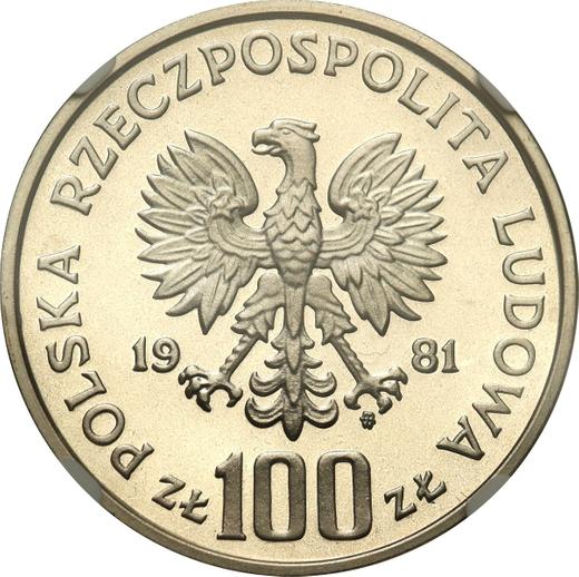 Awers monety - PRÓBA 100 złotych 1981 MW "Generał Władysław Sikorski" Srebro - cena srebrnej monety - Polska, PRL
