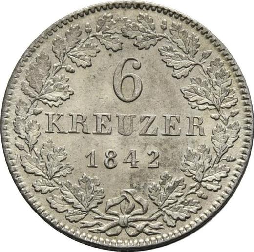 Revers 6 Kreuzer 1842 - Silbermünze Wert - Hessen-Darmstadt, Ludwig II
