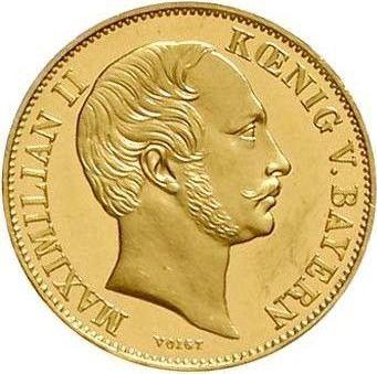 Аверс монеты - 1 крона 1863 года - цена золотой монеты - Бавария, Максимилиан II