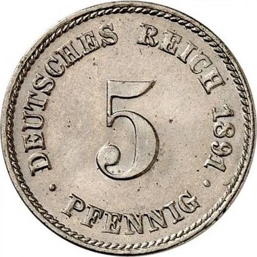 Anverso 5 Pfennige 1891 F "Tipo 1890-1915" - valor de la moneda  - Alemania, Imperio alemán
