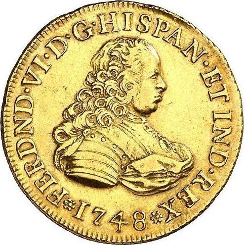 Anverso 4 escudos 1748 Mo MF - valor de la moneda de oro - México, Fernando VI