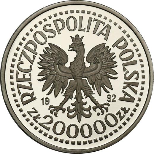 Anverso 200000 eslotis 1992 MW ET "500 aniversario del descubrimiento de América" - valor de la moneda de plata - Polonia, República moderna