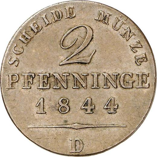 Реверс монеты - 2 пфеннига 1844 года D - цена  монеты - Пруссия, Фридрих Вильгельм IV