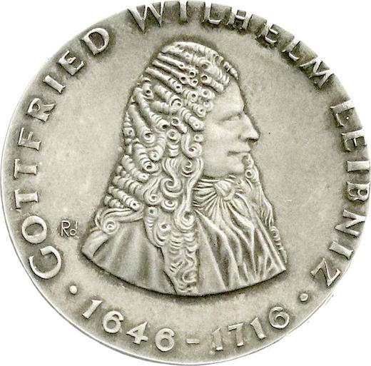 Awers monety - 20 marek 1966 "Leibniz" Rant (10 MARK DER DEUTSCHEN NOTENBANK) - cena srebrnej monety - Niemcy, NRD