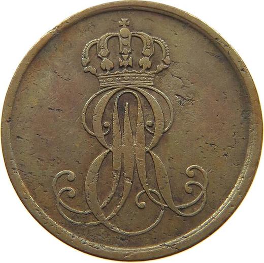Аверс монеты - 2 пфеннига 1846 года A "Тип 1845-1851" - цена  монеты - Ганновер, Эрнст Август