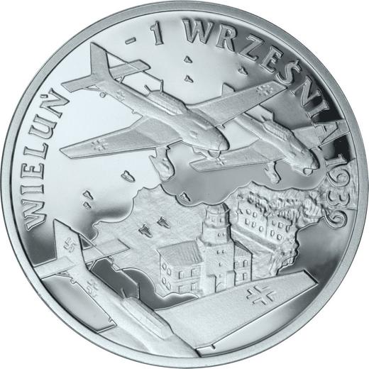 Reverso 10 eslotis 2009 MW "Wielun - Septiembre de 1939" - valor de la moneda de plata - Polonia, República moderna