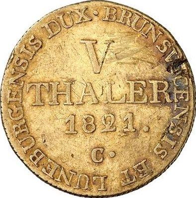 Revers 5 Taler 1821 C - Goldmünze Wert - Hannover, Georg IV