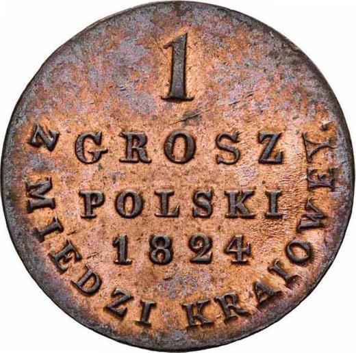 Reverso 1 grosz 1824 IB "Z MIEDZI KRAIOWEY" - valor de la moneda  - Polonia, Zarato de Polonia