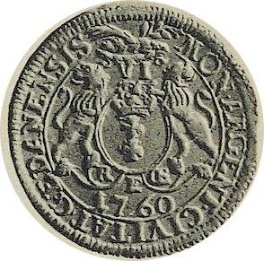 Реверс монеты - Шестак (6 грошей) 1760 года REOE "Гданьский" Золото - цена золотой монеты - Польша, Август III