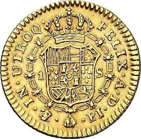 Rewers monety - 1 escudo 1807 PTS PJ - cena złotej monety - Boliwia, Karol IV