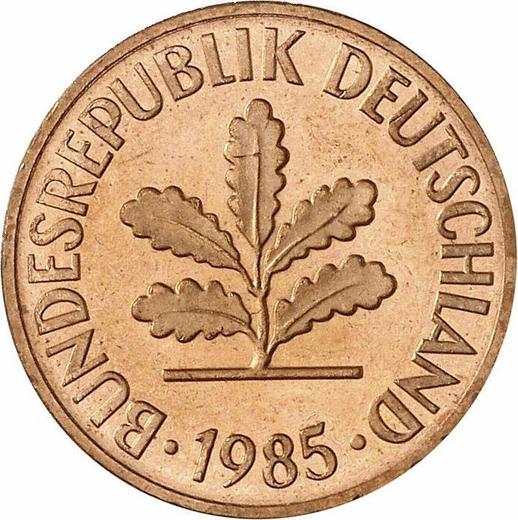 Реверс монеты - 2 пфеннига 1985 года F - цена  монеты - Германия, ФРГ