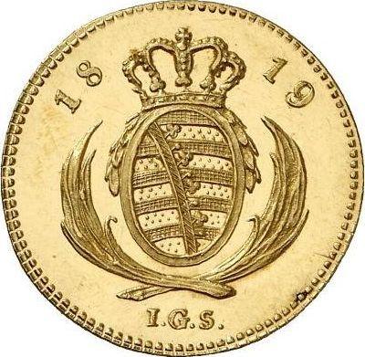 Реверс монеты - Дукат 1819 года I.G.S. - цена золотой монеты - Саксония-Альбертина, Фридрих Август I