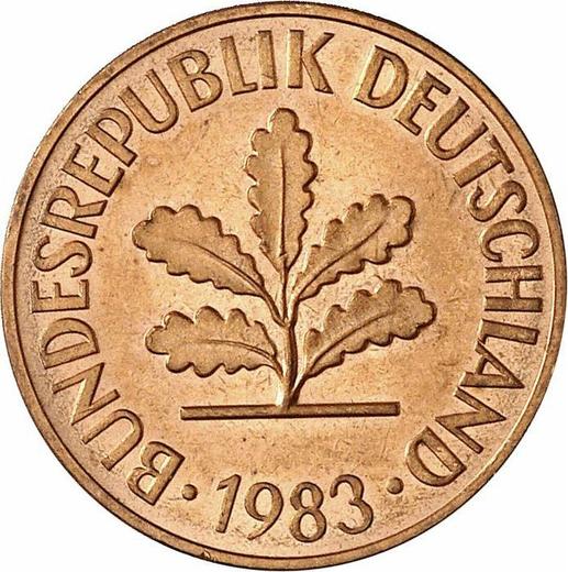 Реверс монеты - 2 пфеннига 1983 года G - цена  монеты - Германия, ФРГ