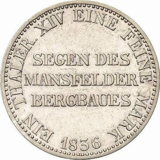 Reverso Tálero 1836 A "Minero" - valor de la moneda de plata - Prusia, Federico Guillermo III