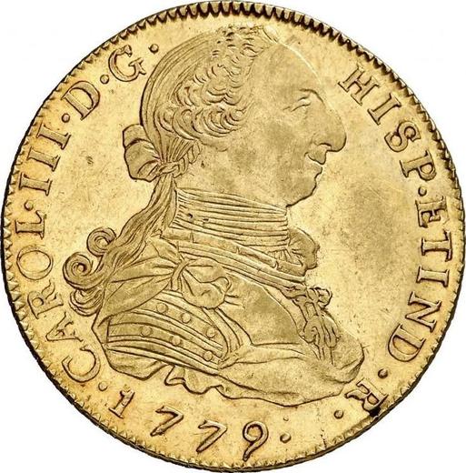 Awers monety - 8 escudo 1779 PTS PR - cena złotej monety - Boliwia, Karol III