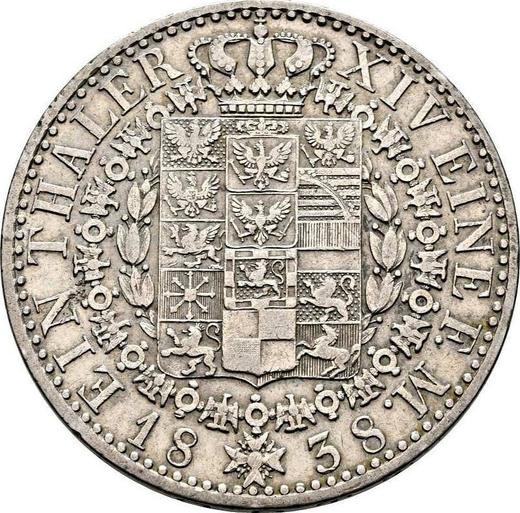 Rewers monety - Talar 1838 D - cena srebrnej monety - Prusy, Fryderyk Wilhelm III