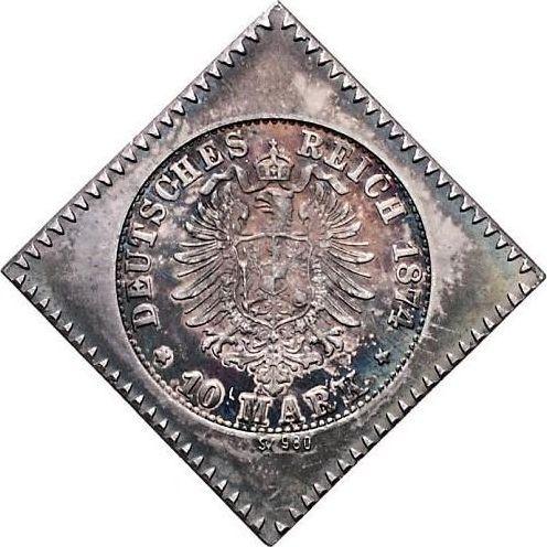 Reverso 10 marcos 1874 E "Sajonia" Klippe - valor de la moneda de plata - Alemania, Imperio alemán