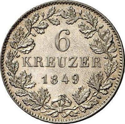 Rewers monety - 6 krajcarów 1849 - cena srebrnej monety - Wirtembergia, Wilhelm I
