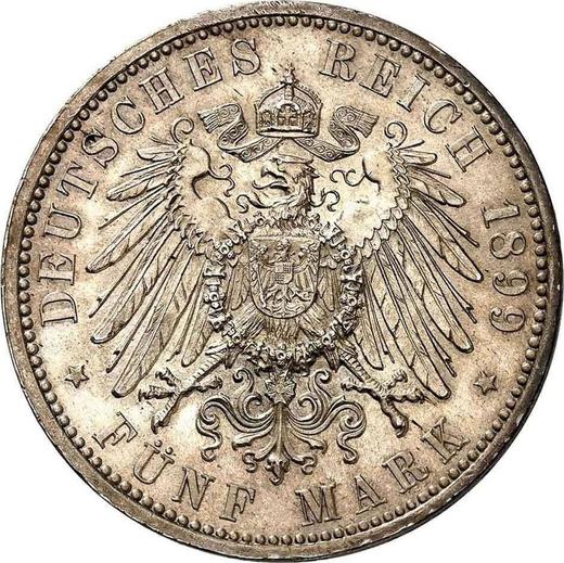 Реверс монеты - 5 марок 1899 года G "Баден" - цена серебряной монеты - Германия, Германская Империя