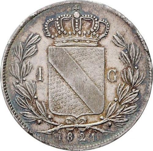 Rewers monety - 1 gulden 1821 - cena srebrnej monety - Badenia, Ludwik I