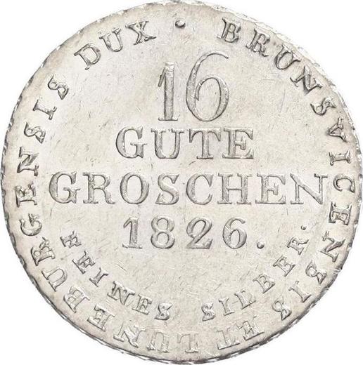 Реверс монеты - 16 грошей 1826 года - цена серебряной монеты - Ганновер, Георг IV