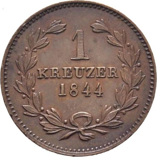 Реверс монеты - 1 крейцер 1844 года - цена  монеты - Баден, Леопольд