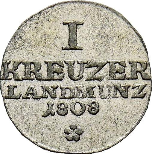 Реверс монеты - 1 крейцер 1808 года - цена серебряной монеты - Саксен-Мейнинген, Бернгард II