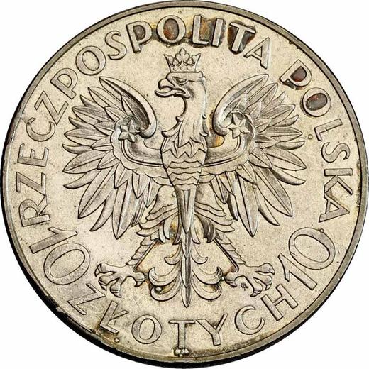 Anverso Pruebas 10 eslotis 1933 "Juan III Sobieski" Inscripción "PRÓBA" - valor de la moneda de plata - Polonia, Segunda República