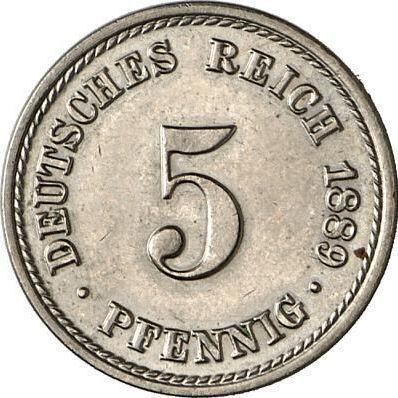Avers 5 Pfennig 1889 A "Typ 1874-1889" - Münze Wert - Deutschland, Deutsches Kaiserreich