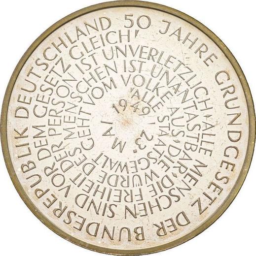 Аверс монеты - 10 марок 1999 года F "Основной закон" - цена серебряной монеты - Германия, ФРГ