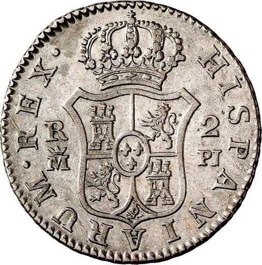 Реверс монеты - 2 реала 1780 года M PJ - цена серебряной монеты - Испания, Карл III