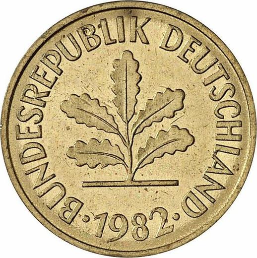 Реверс монеты - 5 пфеннигов 1982 года D - цена  монеты - Германия, ФРГ