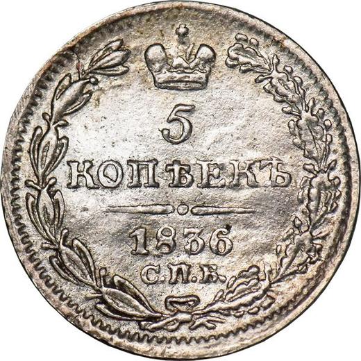 Reverso 5 kopeks 1836 СПБ НГ "Águila 1832-1844" - valor de la moneda de plata - Rusia, Nicolás I