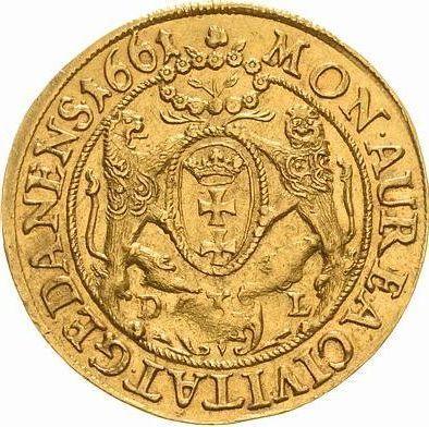 Reverso Ducado 1661 DL "Gdańsk" - valor de la moneda de oro - Polonia, Juan II Casimiro