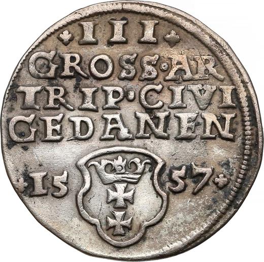 Rewers monety - Trojak 1557 "Gdańsk" - cena srebrnej monety - Polska, Zygmunt II August