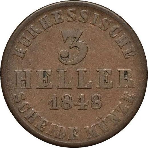Reverso 3 Heller 1848 - valor de la moneda  - Hesse-Cassel, Federico Guillermo