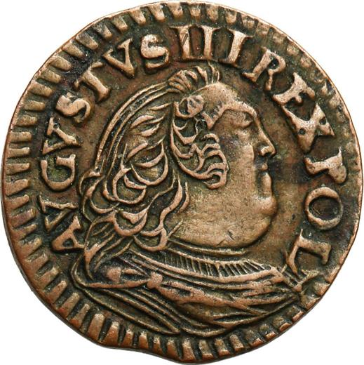 Anverso Szeląg 1755 "de corona" Marcado con letras - valor de la moneda  - Polonia, Augusto III