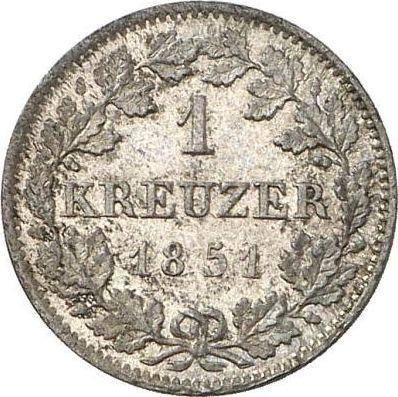 Реверс монеты - 1 крейцер 1851 года - цена серебряной монеты - Бавария, Максимилиан II