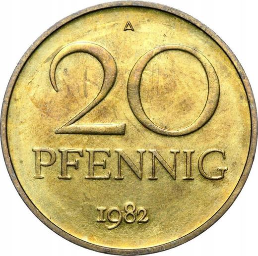 Anverso 20 Pfennige 1982 A - valor de la moneda  - Alemania, República Democrática Alemana (RDA)