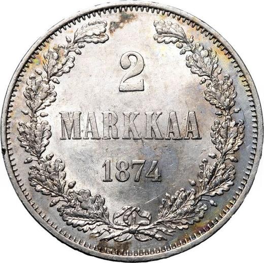 Rewers monety - 2 marki 1874 S - cena srebrnej monety - Finlandia, Wielkie Księstwo
