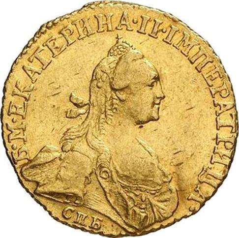 Аверс монеты - Червонец (Дукат) 1766 года СПБ - цена золотой монеты - Россия, Екатерина II