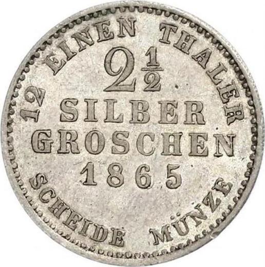 Reverso 2 1/2 Silber Groschen 1865 C.P. - valor de la moneda de plata - Hesse-Cassel, Federico Guillermo