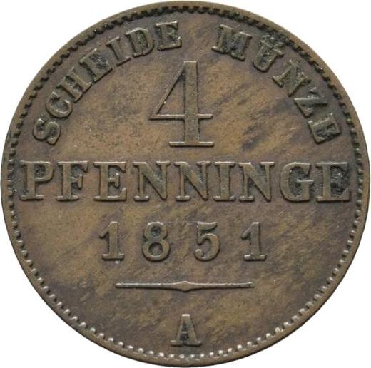 Reverso 4 Pfennige 1851 A - valor de la moneda  - Prusia, Federico Guillermo IV