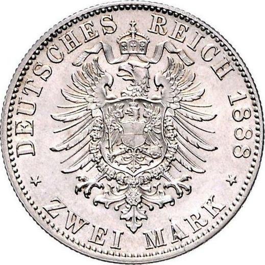 Реверс монеты - 2 марки 1888 года F "Вюртемберг" - цена серебряной монеты - Германия, Германская Империя