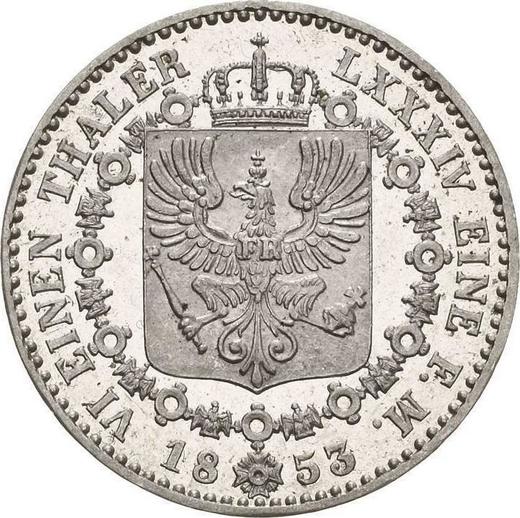 Reverso 1/6 tálero 1853 A - valor de la moneda de plata - Prusia, Federico Guillermo IV