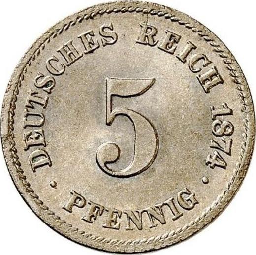 Anverso 5 Pfennige 1874 G "Tipo 1874-1889" - valor de la moneda  - Alemania, Imperio alemán